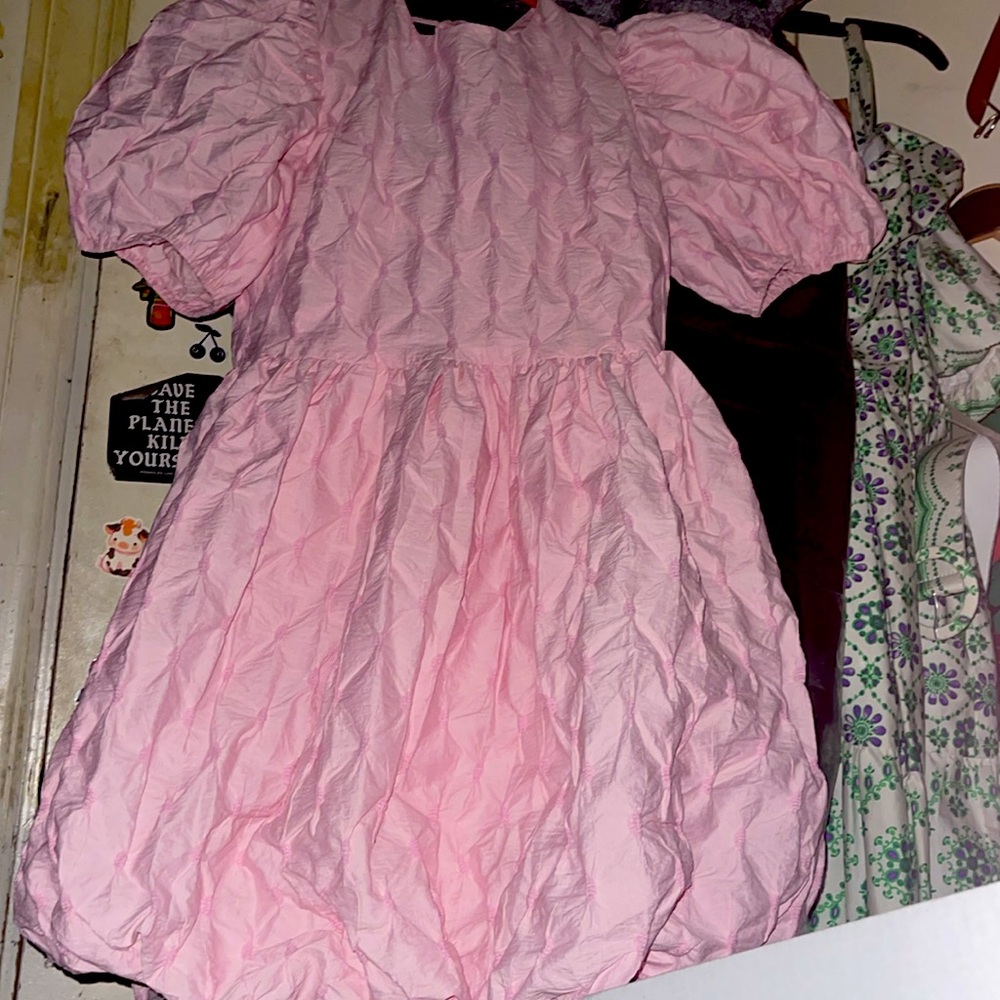 NWT English Factory Ballet Puff/Balloon Mini dress! Pink with texture! - Picture 7 of 9